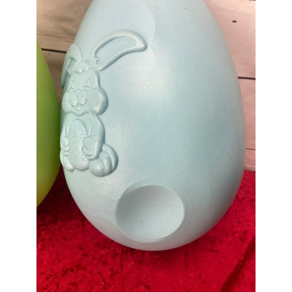 Vtg Grand Venture Easter Eggs Blow Mold 14"‎ Set of 2 Light Blue Green - Picture 3 of 16